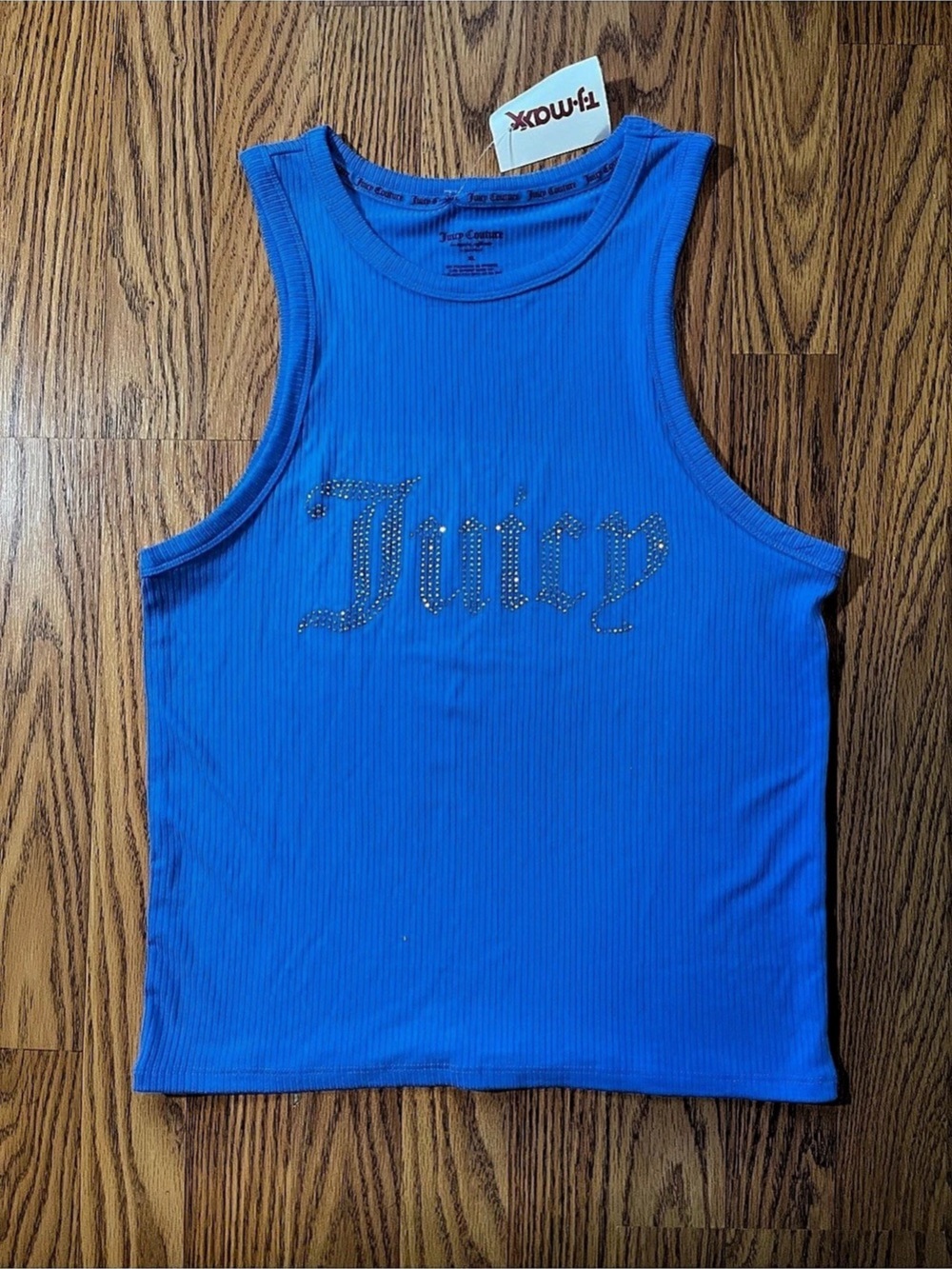 Juicy Couture Women’s Ribbed Knit Rhinestone Logo Top XL new With Tags